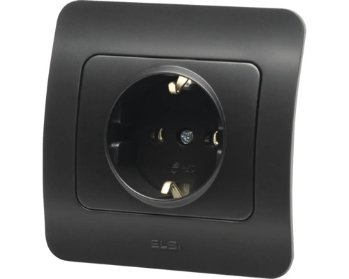 Priză neagră cu contact de protecție pentru interior