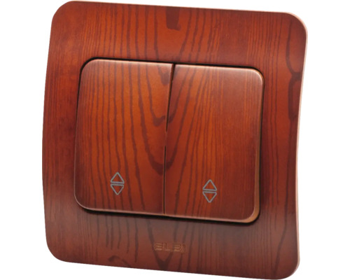 Întrerupător dublu cu aspect de lemn pentru montare pe perete