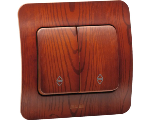 Întrerupător dublu cu aspect de lemn pentru controlul jaluzelelor