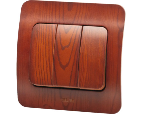 Întrerupător cu trei butoane cu aspect de lemn