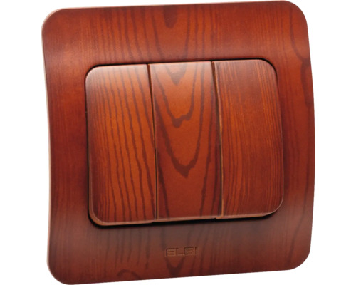 Întrerupător triplu din lemn cu logo-ul Elso