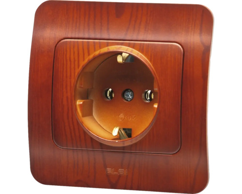 Priză cu contact de protecție cu aspect de lemn