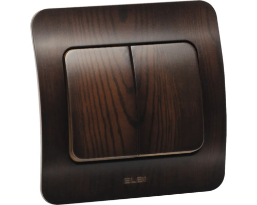 Întrerupător dublu cu aspect de lemn pentru montare pe perete