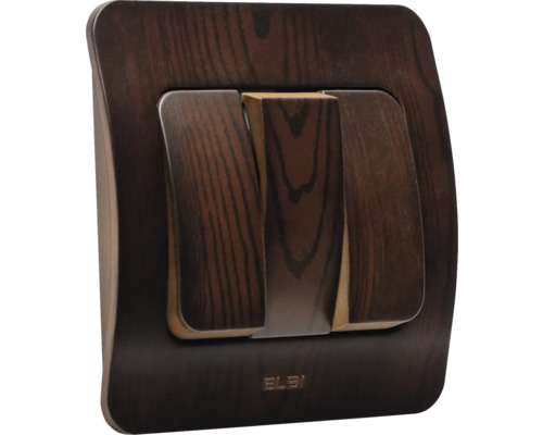 Întrerupător Elbi cu trei comutatoare și aspect de lemn