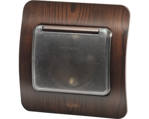 Priză cu capac rabatabil și ramă din lemn