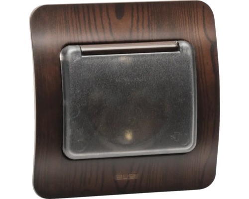 Priză cu capac rabatabil cu aspect de lemn