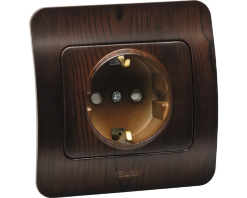 Priză cu decor de lemn