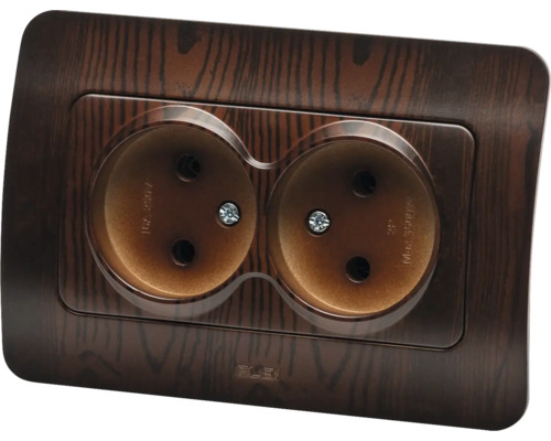 Priza dublă cu aspect de lemn