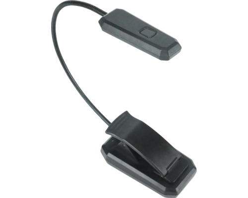 Lampă de citit neagră cu clemă de prindere și braț flexibil