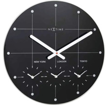 Ceas de perete Nextime World Time pentru afișarea orei în New York, Londra și Tokyo