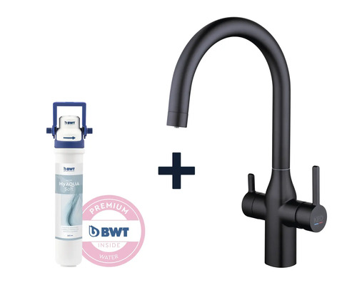 KEO Baterie de bucătărie NOA cu funcție de filtrare, neagră, incl. filtru BWT MyAqua Soft și cap de filtrare, filtrează clor, calcar și metale grele KEO Baterie de bucătărie NOA cu funcție de filtrare, neagră, incl. filtru BWT MyAqua Soft și cap de filtrare, filtrează clor, calcar și metale grele
