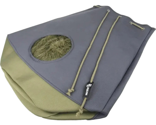 Sac de dormit gri și verde pentru animale de companie cu orificiu și șnur