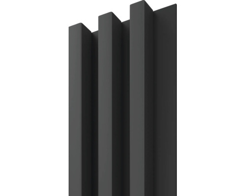 Panou riflaj decorativ Linea Slim 3 negru 30x150x2650 mm Panouri de perete întunecate cu structură nervurată