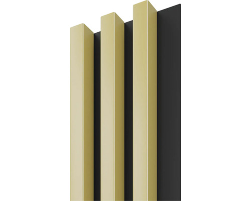 Panou riflaj decorativ Linea Slim 3 auriu/negru 30x150x2650 mm Panou decorativ cu lamele din lemn pentru decorarea pereților