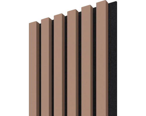 Panou riflaj acustic Linea teracotă/negru 22x245x2650 mm Panou de perete cu nervuri de lemn pe pâslă