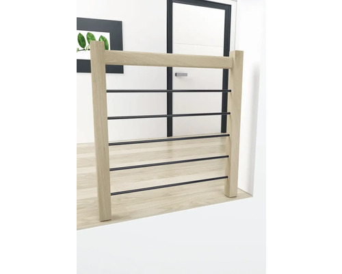 Balustradă etaj Milan/Liverpool 100x100 cm stejar cu baluștri aluminiu Balustradă etaj Milan/Liverpool 100x100 cm stejar cu baluștri aluminiu