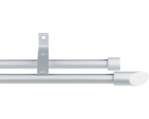 Galerie dublă aluminiu Onix, prindere de perete, Ø 20 mm argintiu 220 cm
