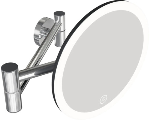 Oglindă cosmetică rotundă cu LED pentru montare pe perete cu braț pivotant