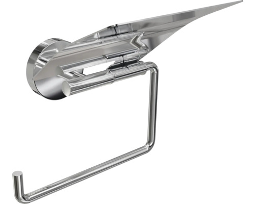 Suport metalic pentru hârtie igienică, cu capac, pentru montare pe perete