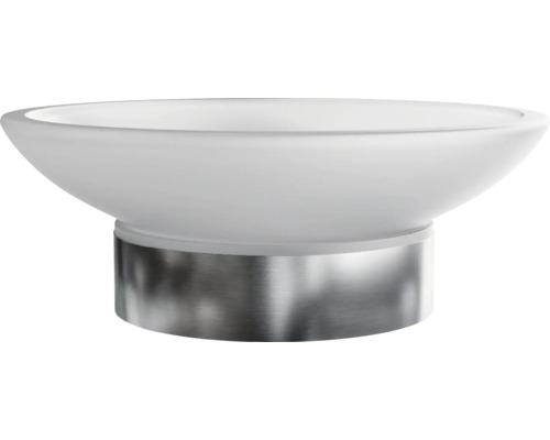 Săpunieră din sticlă și metal