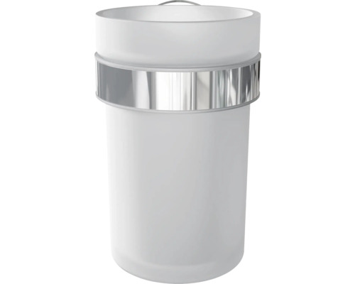 Coș de gunoi cosmetic alb cu inel argintiu