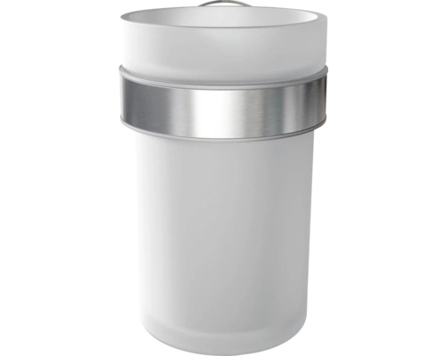 Coș de gunoi alb din plastic cu element metalic