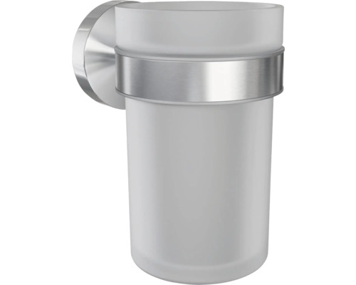 Suport de perete pentru pahar de periuțe de dinți din sticlă satinată și metal