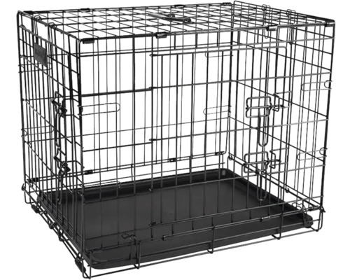 Cușcă pentru câini din sârmă cu tavă din plastic