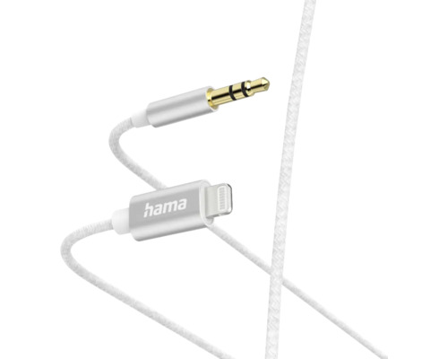Cablu audio auxiliar Hama compatibil cu Lightning la jack 3.5mm 1m alb