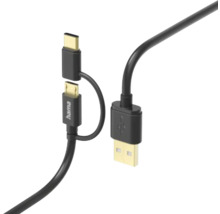 Cablu USB Hama cu conector USB tip C și Micro USB