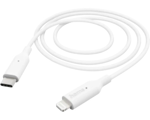 Cablu de date USB-C Lightning Hama 1m alb, pentru iPhone/iPod/iPad
