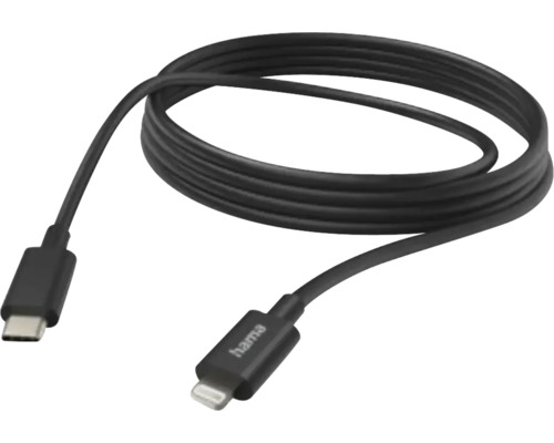Cablu de date USB-C Lightning Hama 3m negru, pentru iPhone/iPod/iPad