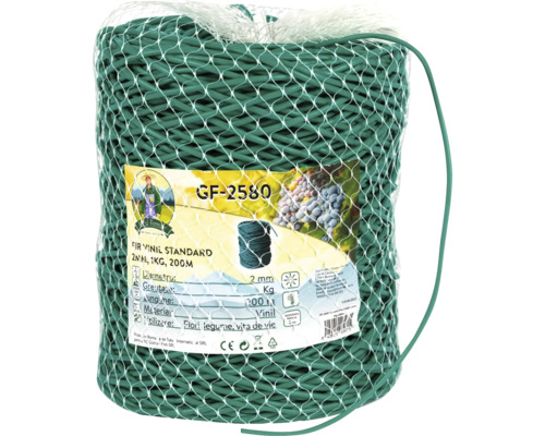 Sfoară de grădină împletită verde, diametru 2 milimetri, greutate 1 kilogram, lungime 200 metri