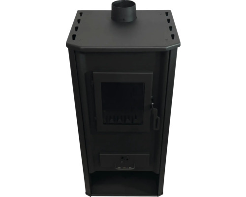 Șemineu negru pe lemne cu geam