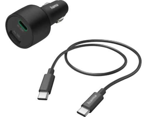 Încărcător auto Hama 32W, cablu USB-C & USB-A fast charge încărcare rapidă, negru