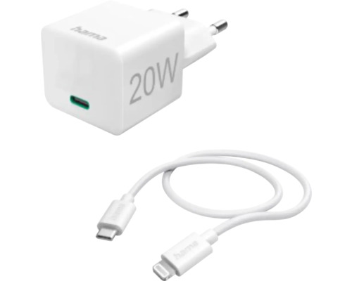 Încărcător Hama 20W & cablu USB-C Lighting 1m alb