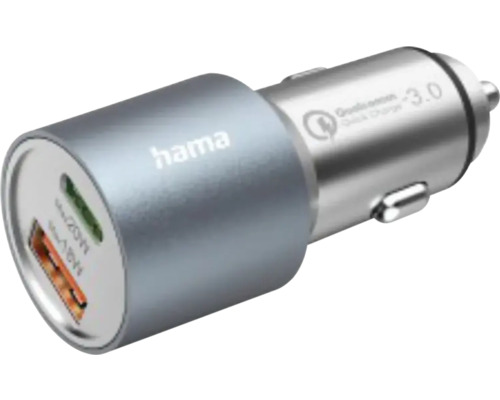Încărcător adaptor auto Hama 38W USB-A & USB-C quick charge, gri metalic