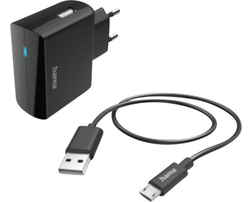Încărcător Hama 12W & cablu micro USB 1m negru