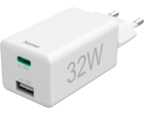 Încărcător fast charge încărcare rapidă Hama 32W USB-C & USB-A, alb