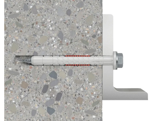 Element de fixare într-un perete de beton cu un unghi atașat.