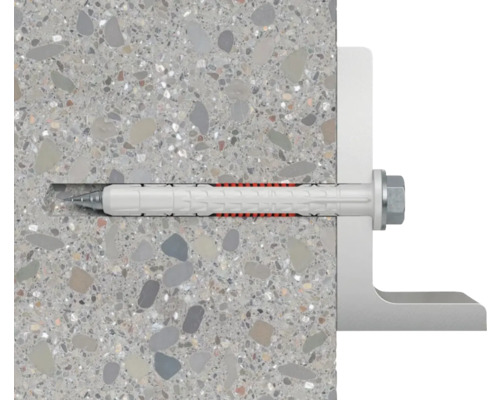 Fixare cu diblu și șurub într-un perete de beton