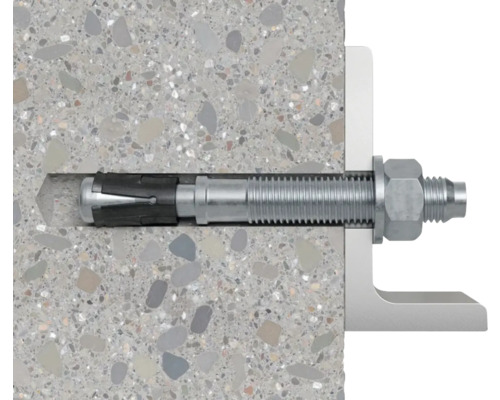 Ancoră de montaj direct cu șină metalică atașată într-un perete de beton