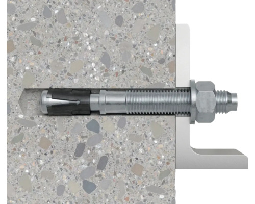 Ancoră metalică cu piuliță în perete de beton