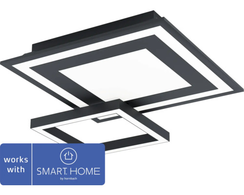 Plafonieră cu LED integrat Eglo Crosslink 2,7W 660 lumeni, lumină RGBW, negru Plafonieră pătrată cu logo-ul Smart Home by Hornbach