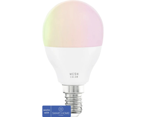 Bec LED RGBW variabil Eglo Crosslink E14 5W 470 lumeni, glob mat P45, Bluetooth Bec LED Mesh Color E14