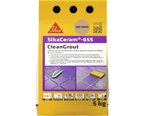 Chit pentru rosturi Sika Ceram Clean Grout 655 oak wood 5 kg Sika Ceram 655 CleanGrout chit de rosturi pe bază de ciment, lemn de stejar, 5 kg