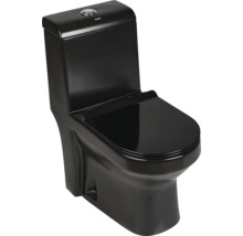 Toaletă neagră ceramică de podea cu rezervor