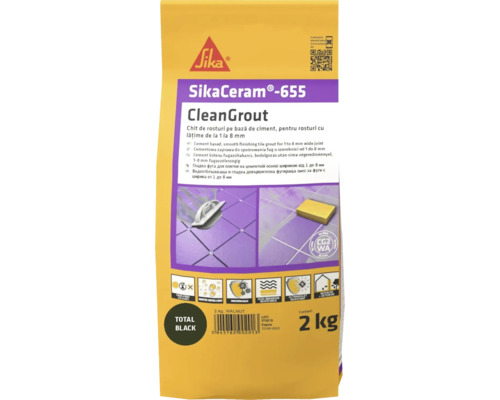 Chit pentru rosturi Sika Ceram Clean Grout 655 total black 2 kg