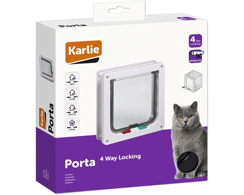 Karlie Porta clapetă pentru pisici cu blocare în patru direcții în ambalaj