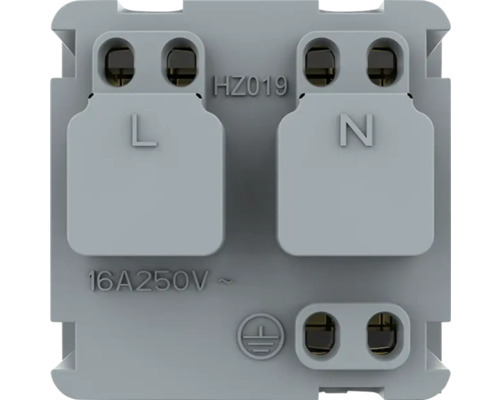 Imagine detaliată cu o inserție de comutator cu marcaje pentru conductorul de fază, conductorul neutru și conexiunea de împământare.